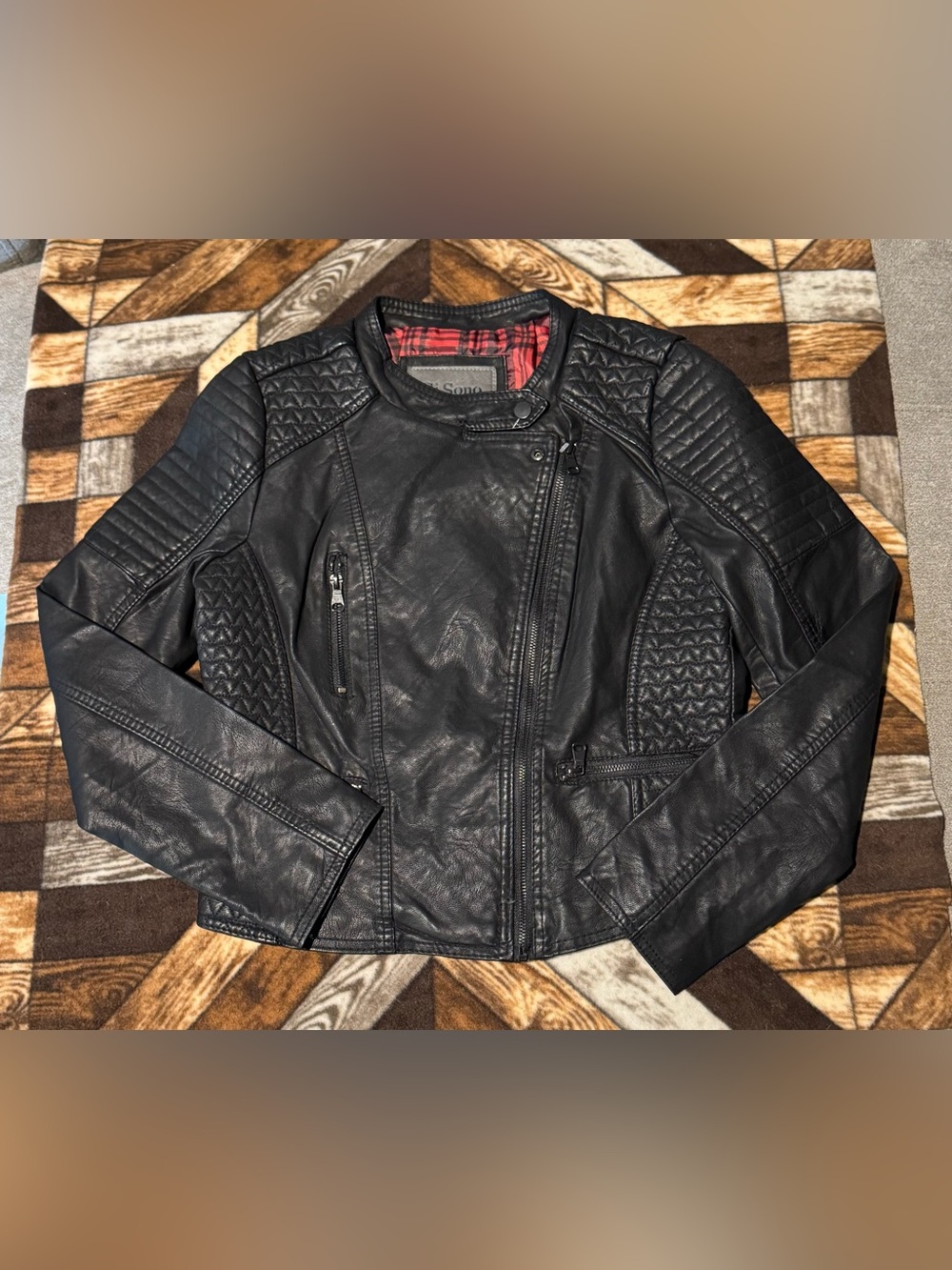 Ci Sono Black Quilted Faux Leather Moto Jacket